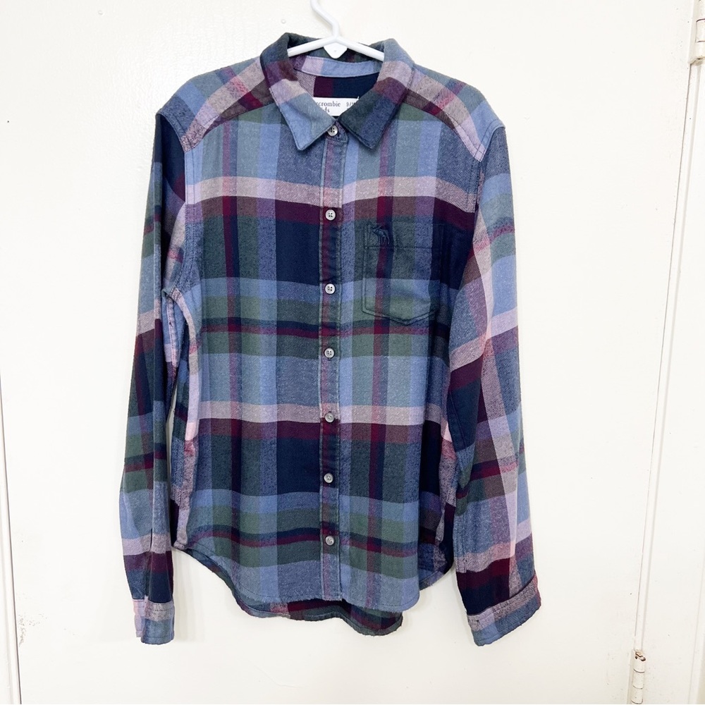 Dashing Abercrombie Kids Flannel Blue Button-Up Shirt Great Condition Size:9/10